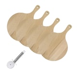 thumbnail of 4 Planches à pizza et tarte flambée en bois 30 cm et Roulette à pizza en inox Fackelmann