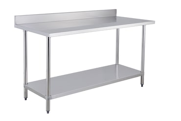 METRO Professional Werktafel GWTS4147B, roestvrij staal, 140 x 70 x 85 cm, met achterwand