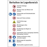 thumbnail of Schild I Hinweisschild Verhalten im Lagerbereich, Piktos ISO7010, Kunststoff, 200x300mm, DIN EN ISO 7010