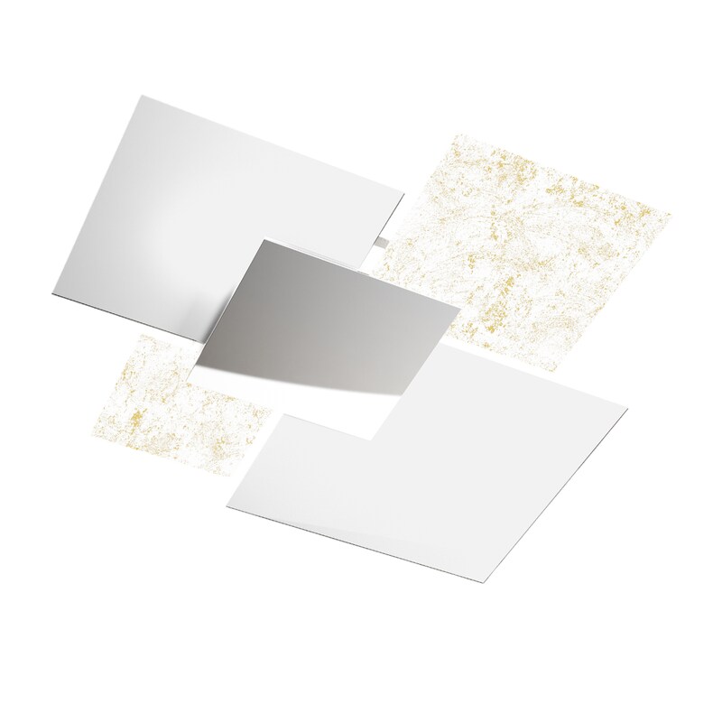 Lámpara de techo moderna 1088/90-FO de cristal blanco y pan de oro, 4 bombillas E27