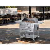 thumbnail of METRO PROFESSIONAL 4-branders gasbarbecue met grillplaat, grilloppervlak 49 x 76 cm, zijtafel, verrijdbaar, staal, zilver