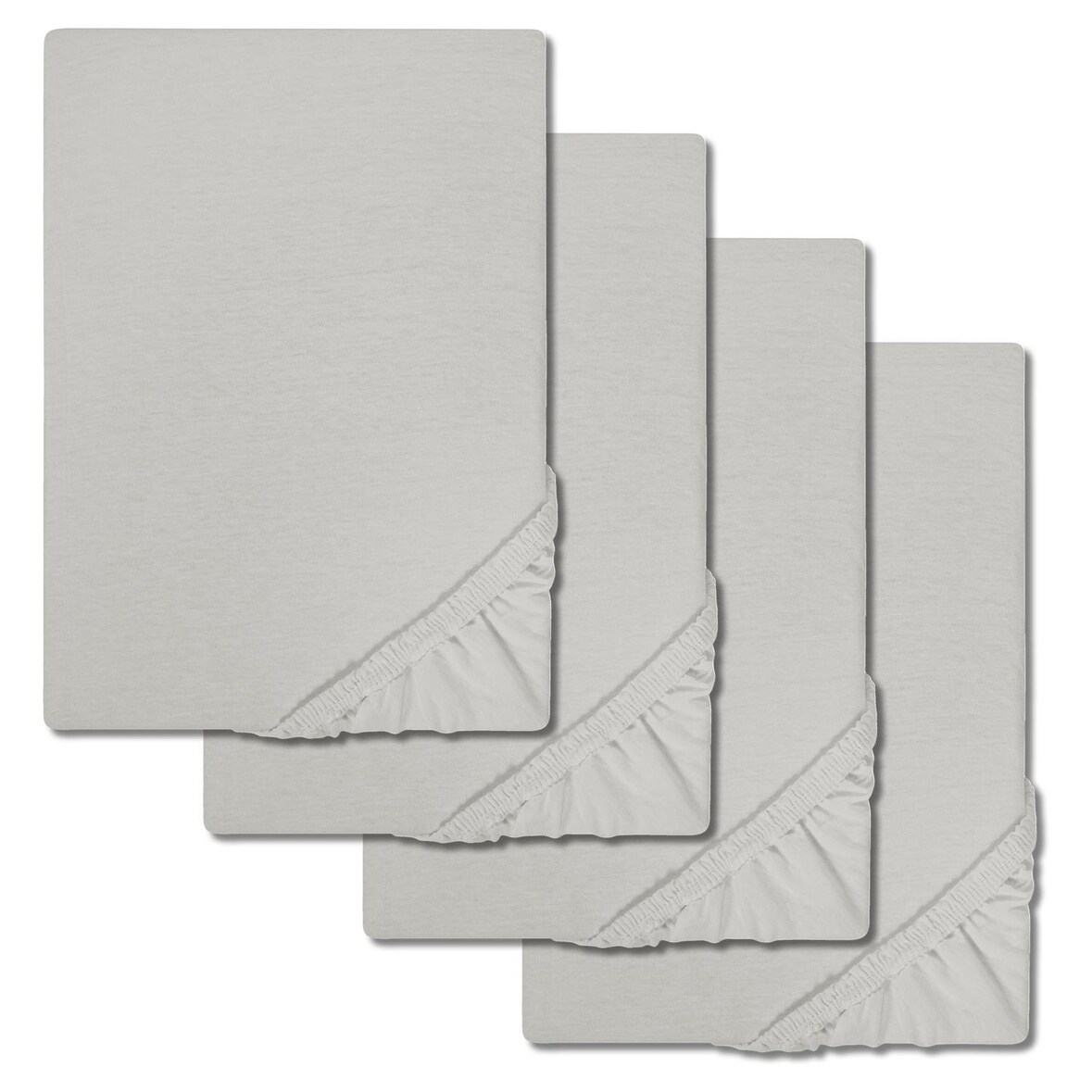 4er-Set CloudComfort Basic Spannbettlaken silbergrau 90 x 190 - 100 x 200 cm