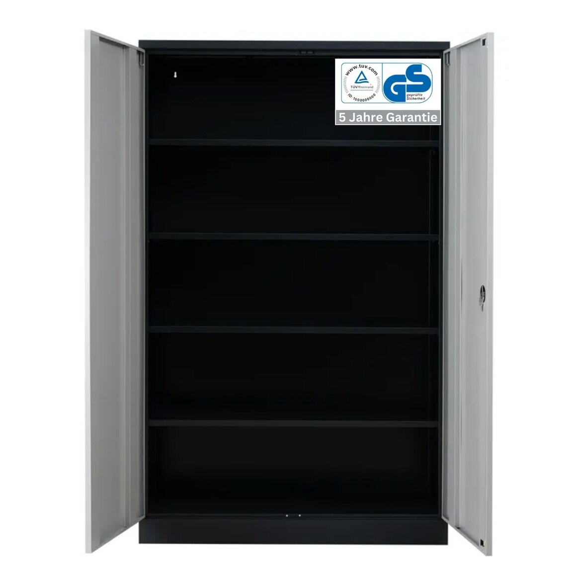 PROREGAL Stahlschrank BEE mit 7 lackierten Fachböden | HxBxT 195x92x50cm | Anthrazit-Grau | Werkstattschrank Werkzeugschrank Aktenschrank