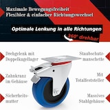 thumbnail of PRIOstahl Transportrollen 125mm Rollensatz 2 Bockrollen + 2 Lenkrollen mit Bremse Blau Schwerlast