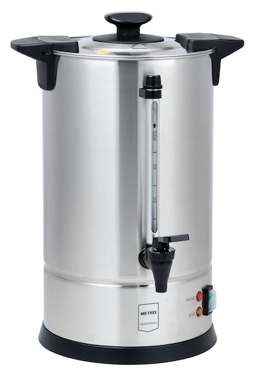 METRO Professional Percolateur à café GCM4007 à filtre rond, inox, 6,75 L, 45 tasses, 950 W, indicateur de niveau d’eau, argenté
