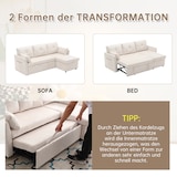 thumbnail of Modulares Schlafsofa mit Stauraum, wechselbarer Chaiselongue, Fleecebezug, umwandelbar zum Sofa-Bett, ideal für 100x200 cm, Beige