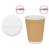 thumbnail of DELUKE® Gewellte Pappbecher Braun 1000 Stück Mit Deckel - 400ml Einwegbecher Getränkebecher Pappe Becher Einweg Kaffeebecher Teebecher Partybecher