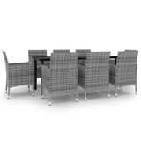 thumbnail of vidaXL 9-tlg. Garten-Essgruppe mit Auflagen Poly Rattan und Glas