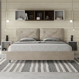 thumbnail of Letto matrimoniale king size con rete imbottito 200x210 microfibra sabbia Appia Large