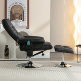 thumbnail of Massagesessel 79x79x106 mit 5-Punkt-Massage, Heizfunktion, PU-Leder, Verstellbare Rückenlehne, 360° Drehbar, Fußhocker Inklusive, Schwarz