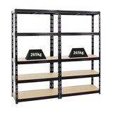 thumbnail of PROREGAL 2x Schwerlastregal Tiger | HxBxT 180x90x45 cm | Fachlast 265kg | Schwarz | Stecksystem Lagerregal Regalsystem 2 Stk.