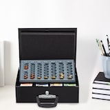 thumbnail of Relaxdays Geldkassette abschließbar, Münzzählbrett & 4 Scheinfächer, Geldkasse Eisen, HxBxT 11,5 x 36 x 28,5 cm, schwarz