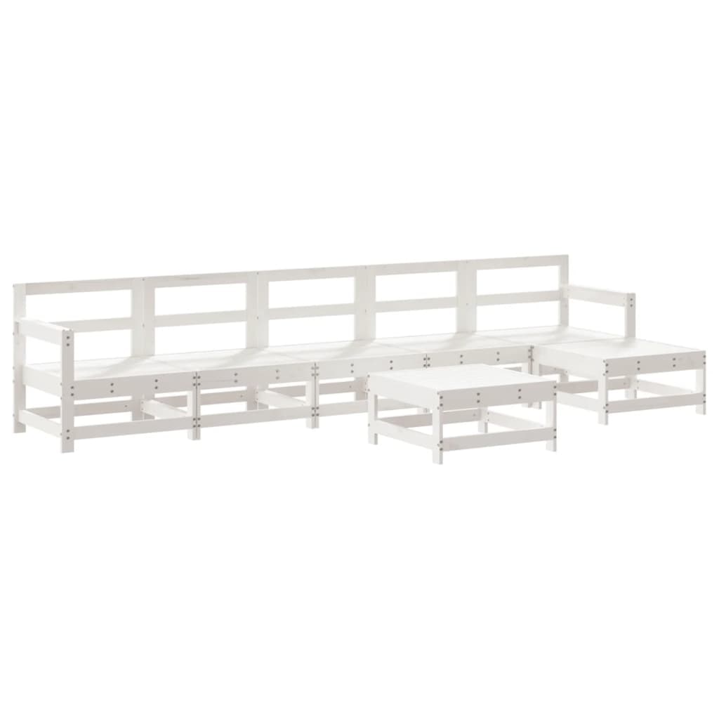vidaXL 7-tlg. Garten-Lounge-Set Weiß Massivholz Kiefer