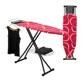thumbnail of Relaxdays Bügelbrett für Dampfbügeleisen, 110 x 33 cm, höhenverstellbar, klappbar, Kleiderablagen, Bügeltisch, rot