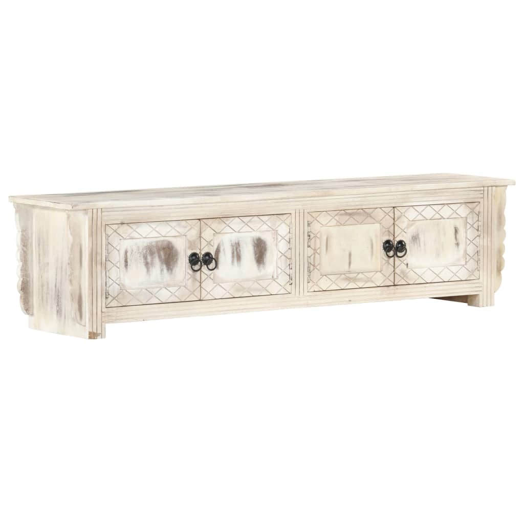 vidaXL Tv-meubel 140x30x35 cm massief mangohout wit