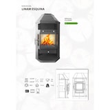 thumbnail of Estufa de leña de esquina LINAM 10.6 kW, diseño angular, calienta hasta 170 m³, alto rendimiento 80%