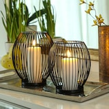 thumbnail of Kerzenhalter Windlicht Korb Optik Metall Draht Tischdeko oval schwarz 2er Set