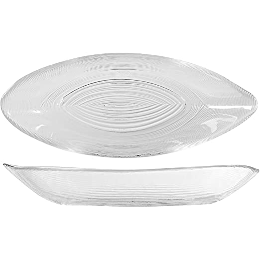 H&H Confezione 6 Piatti Ovale Circle Vetro, Trasparente, Cm 24x9,5