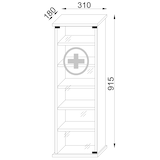 thumbnail of VCM Medizinschrank Omal Sonoma-Eiche H. 92 x B. 31 x T. 18 cm