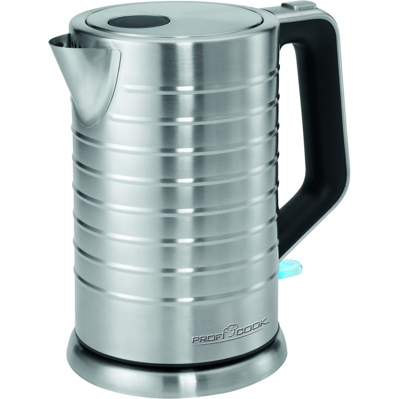 Proficook WKS1119 Hervidor Agua Eléctrico, 1,7 L, sin BPA, Acero Inoxidable, Resistencia Oculta, Inalámbrico, Plata, 2200W
