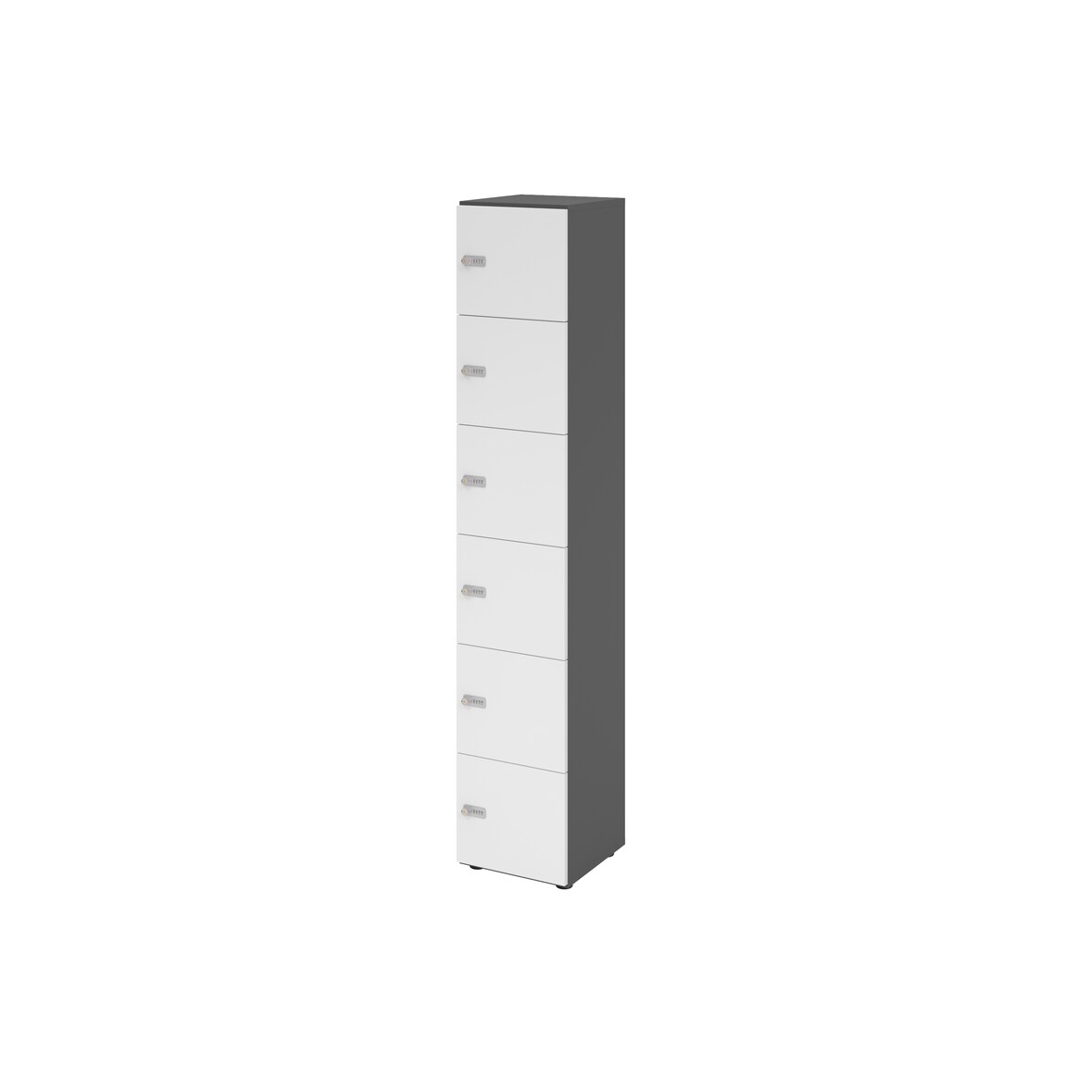 Hammerbacher-Schliessfachschrank 6OH Graphit/Weiss,6xZS-V264L6/G/W/ZS