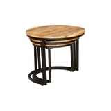 thumbnail of Beistelltisch HEINZ 3er Set Mangoholz Braun 50x60x60cm Couchtisch Sofatisch Abstelltisch
