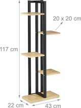 thumbnail of Relaxdays Pflanzenregal, Blumentreppe mit 5 Ablagen, HBT 117 x 43 x 22 cm, Stahl u. MDF, Blumenregal innen, hellbraun