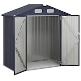 thumbnail of COSTWAY Metalen gereedschapsschuur met 4 ventilatieopeningen en afsluitbare deuren, weerbestendige tuinschuur voor in de tuin