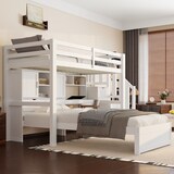 thumbnail of Hochbett 90x200 cm mit integriertem Schreibtisch und Treppe – Multifunktional, stabil und platzsparend in Weiß