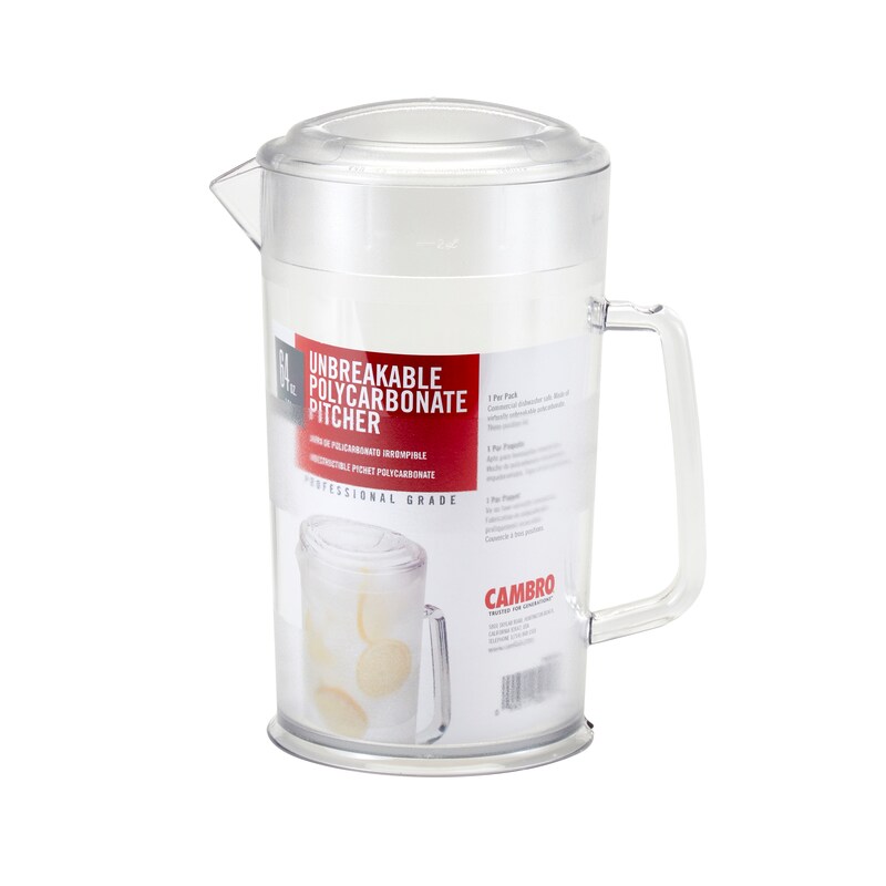 CAMBRO PC64CW-135 - Jarra Camwear con tapa 1,9 L - 18,5 x 18,5 x 24,8 cm - Policarbonato Transparente