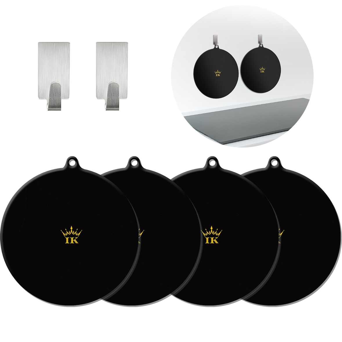 Induction Kings® Inductie Beschermers, 4 Matten + 2 Luxe Keukenhangers
