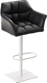 thumbnail of Décoshop26 - Barhocker hoher Tresenhocker quadratische Ziernähte schwarzer PVC-Sitz weißes Metallgestell 10_0004740