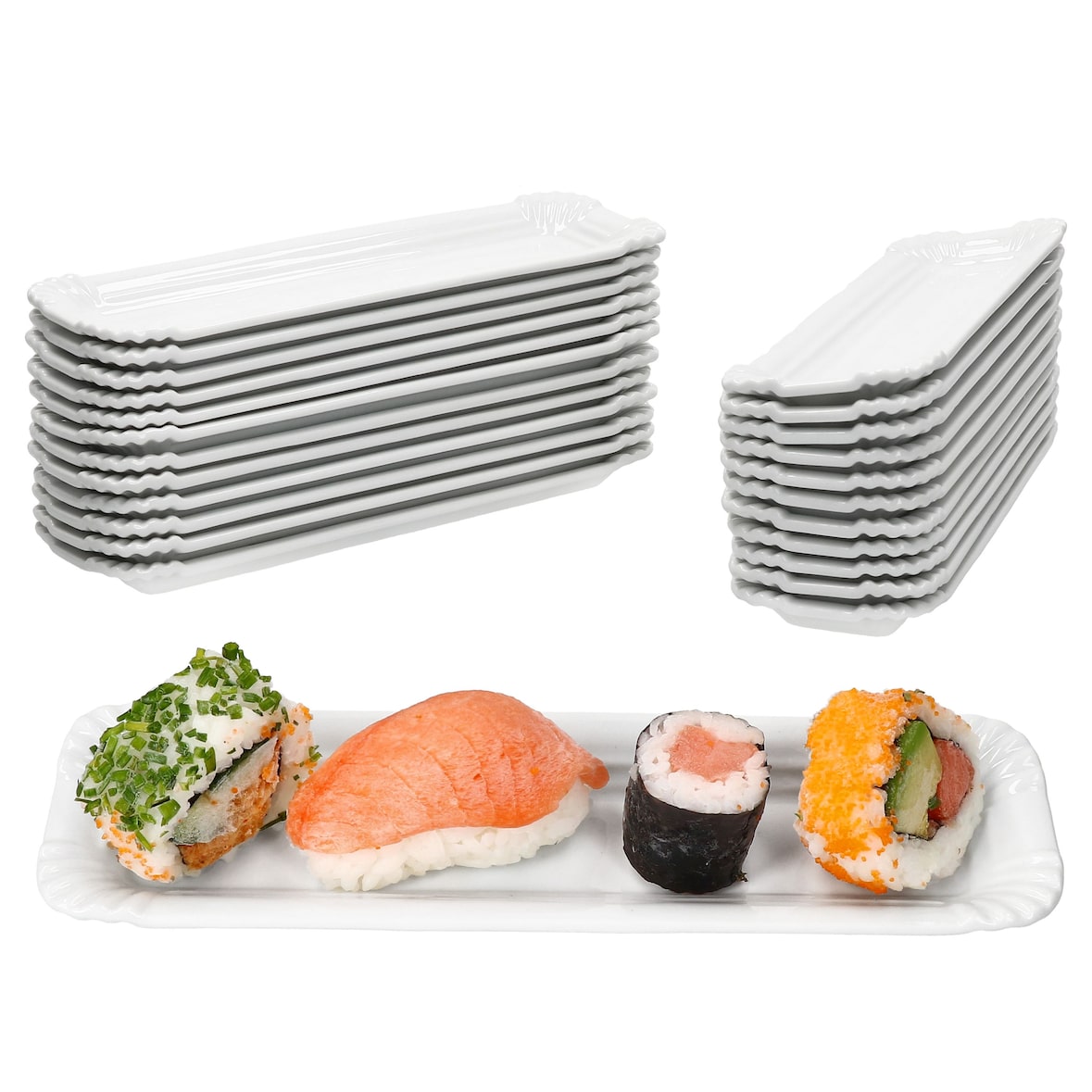 24x Pur Pappteller aus Porzellan 20,2x6cm weiß Servier-Teller Wurst Pralinen