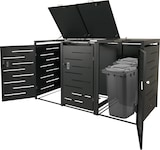thumbnail of XL 3er-/6er-Mülltonnenverkleidung HWC-E83, Mülltonnenbox, erweiterbar 116x212x98cm ~ anthrazit Stahl, 100kg