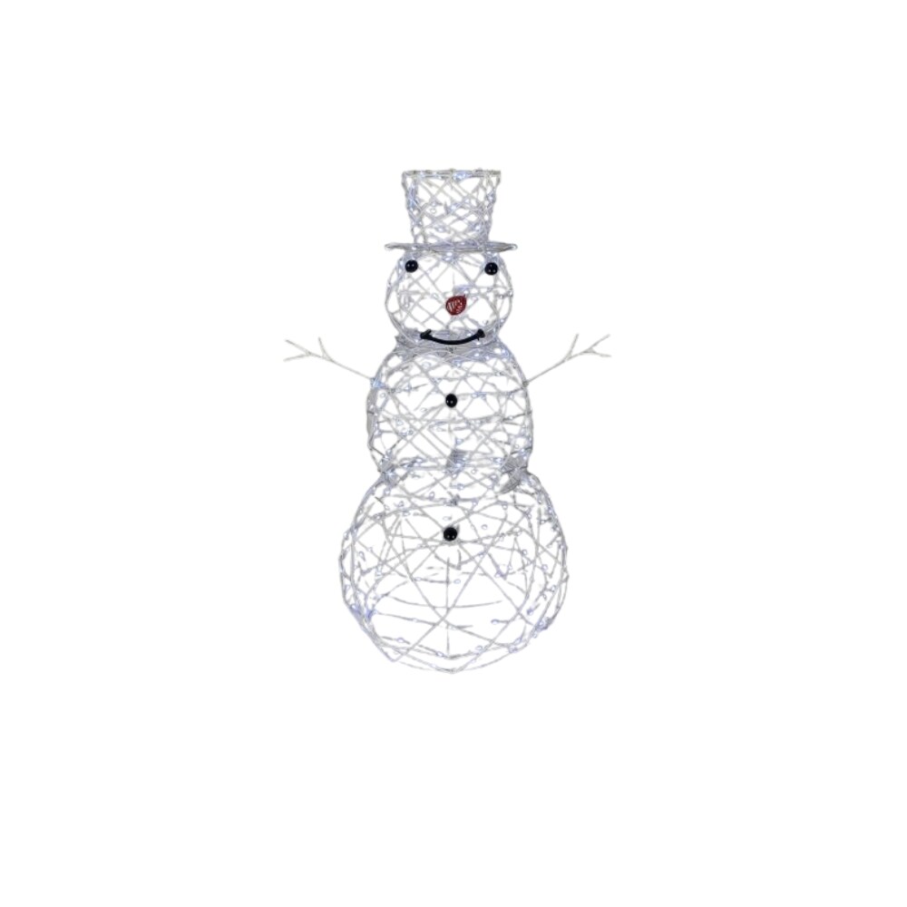 Boneco de Neve com Luzes Led Grinalda de Natal interior ou exterior 8 Modos e temporizador 220-240v (60cm Luz Branca 142 Led)