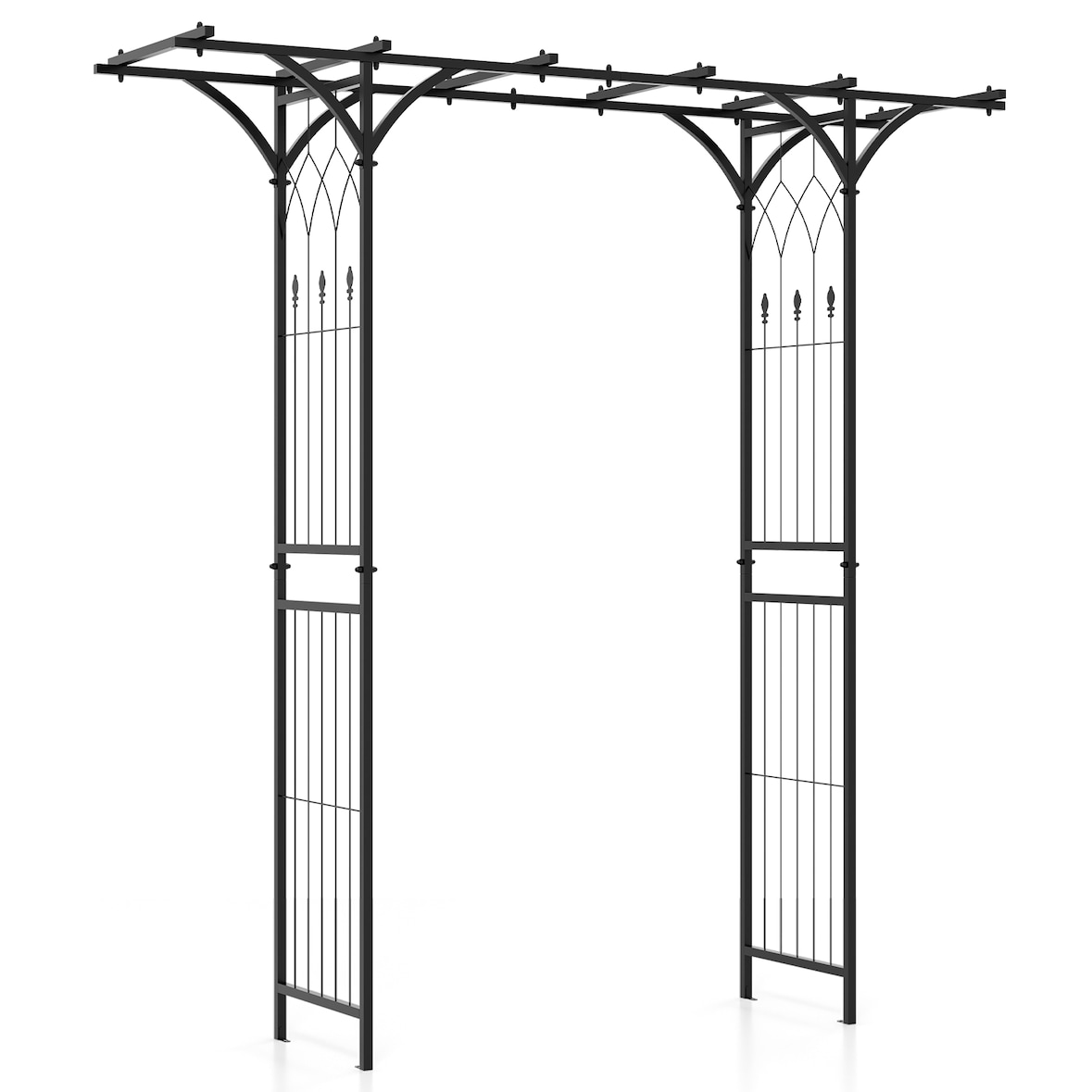 COSTWAY Arco per rose in metallo, arco da giardino per piante rampicanti, arco da giardino, traliccio per rose, traliccio per rose