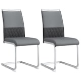 thumbnail of Esszimmerstuhl 2er Set Grau 95x42x48 cm mit hoher ergonomischer Rückenlehne, PU Kunstleder+Leinen Bezug, Metallgestell, pflegeleicht