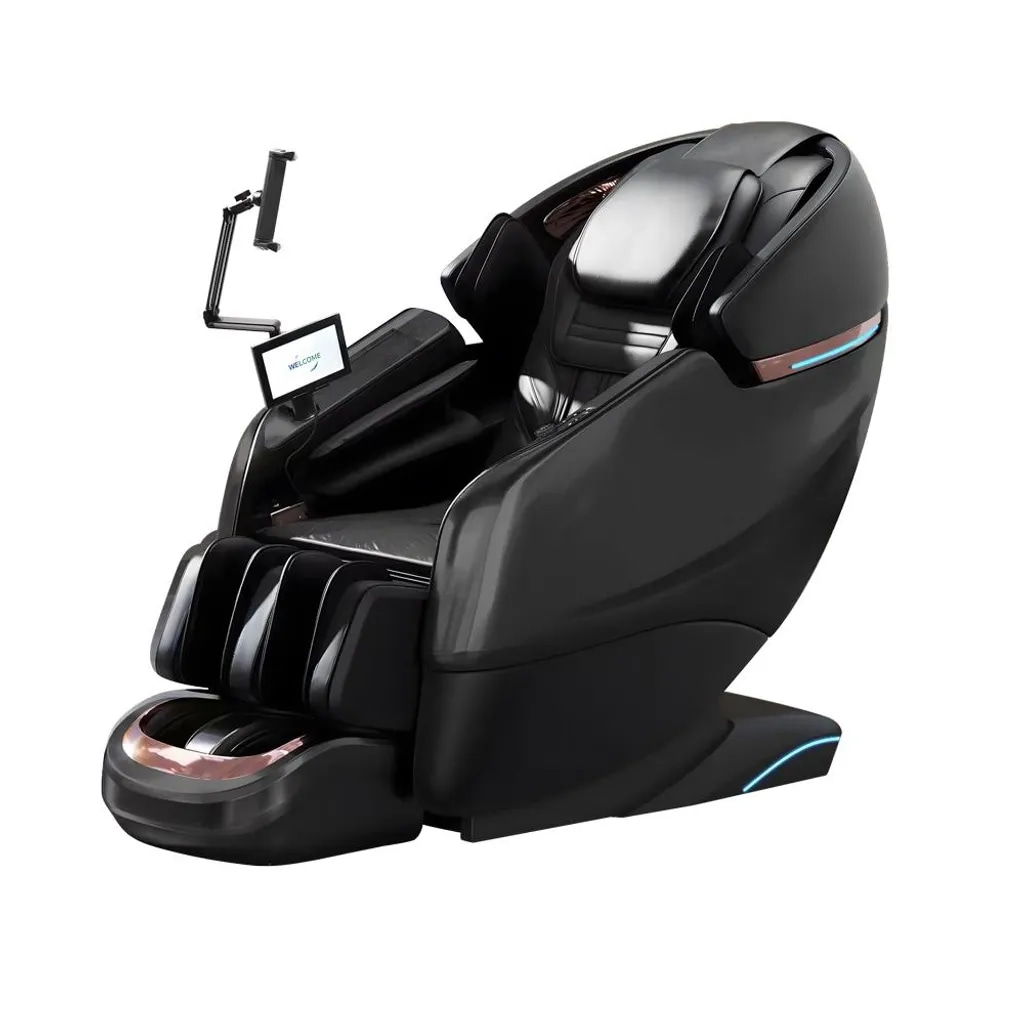 Luxus 4D Ganzkörper Massagesessel mit intelligenter SL-Schiene, Wärmetherapie, Bluetooth & Tiefenmassage Schwarz L155xB76xH116cm /GH-G6Hei/