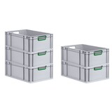 thumbnail of PROREGAL Eurobox NextGen Color | HxBxT 22x40x60cm | 44 Liter | Griffe grün offen | Verstärkter Boden | Eurobehälter, Transportbox, Transportbehälter