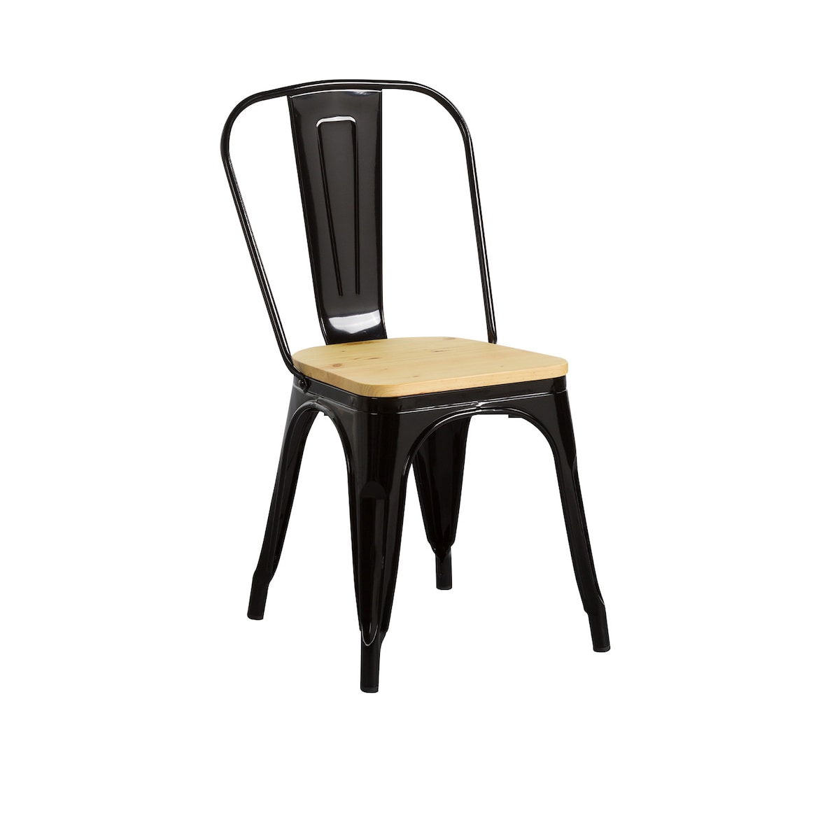 Silla Industrial Strong Negra con Asiento de Madera 45x50x84.5cm Thinia Home
