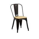 thumbnail of Silla Industrial Strong Negra con Asiento de Madera 45x50x84.5cm Thinia Home