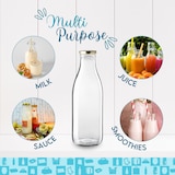 thumbnail of 24 Botellas de Vidrio Vacías de 1000 ml con Tapa - Botellas de vidrio para jugo, leche, barbacoa, salsas