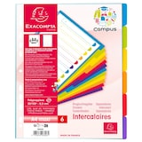 thumbnail of Exacompta - Réf. 3806E - Carton de 25 Intercalaires en PP rigide semi opaque Campus - page indexation imprimable  - 6 onglets neutres -  A4 Maxi