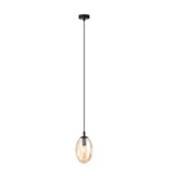 thumbnail of Sospensione Minimal 1 Luce Atalanta Acciaio Nero E Vetro Ambra