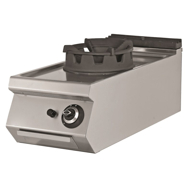 Wok de gas de sobremesa de 1 quemador 18kW 400x730x300h mm