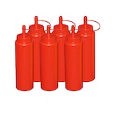 thumbnail of 6 Stück rote Quetschflaschen 0,26 Liter Dosierflasche Spenderflasche Dressingflasche