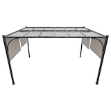 thumbnail of Gazebo Pergola 3x4 M Pergolato Tetto Scorrevole Telo Beige Impermeabile Retrattile Richiudibile Struttura Nera Acciaio Giardino Terrazzo Piscina