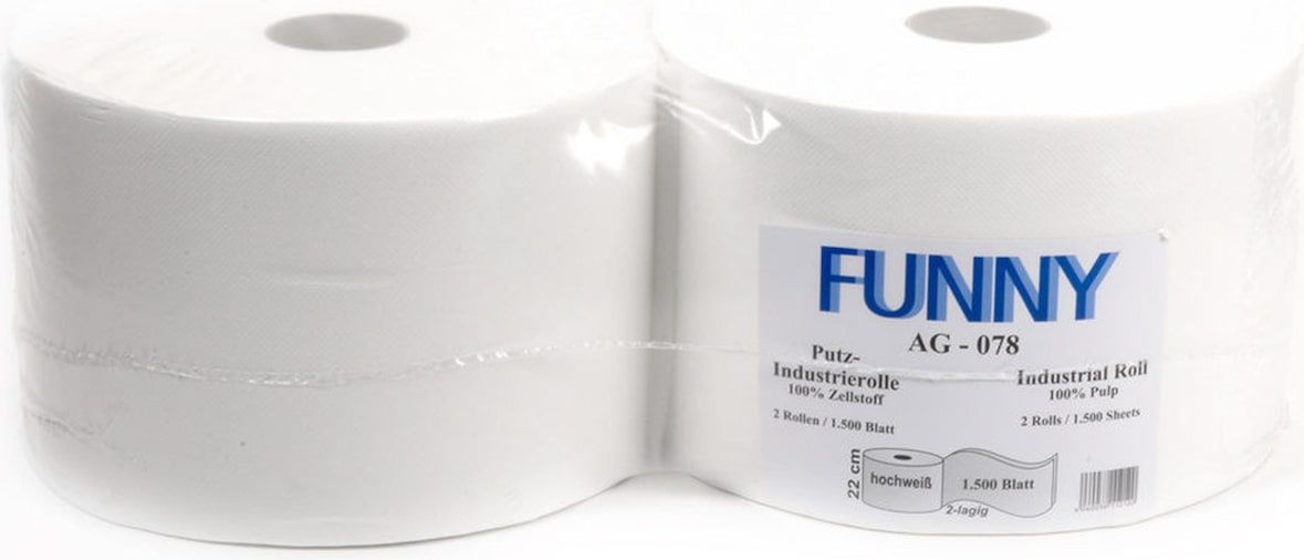 Industriepapierrolle Funny - 2-lagig - hochweiß - 2 Rollen - 22 x 32,6 cm