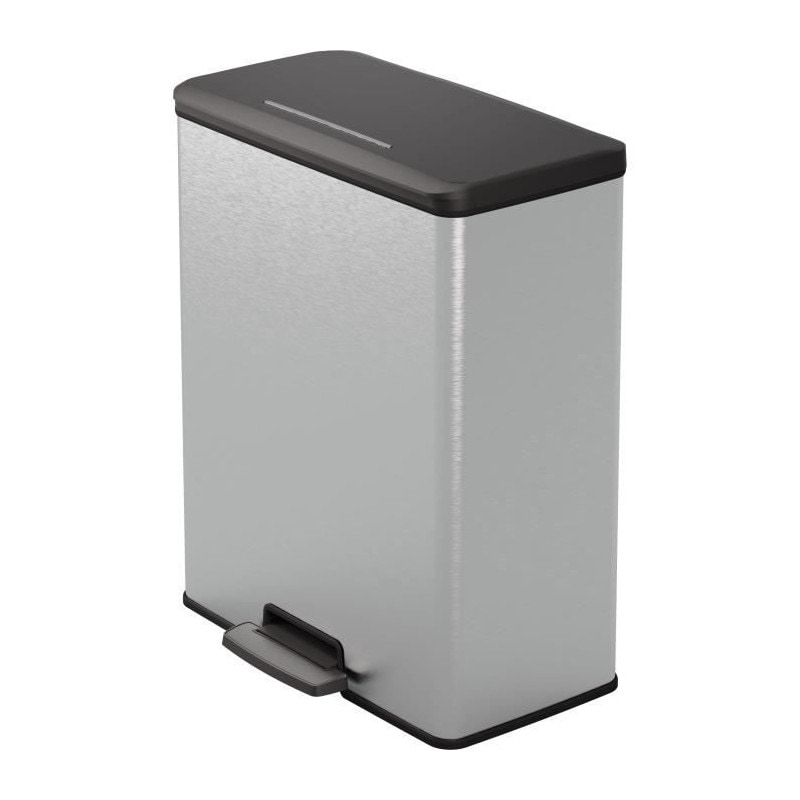 Abfalleimer Rechteckig - Deco Bin - Curver - 65l - Modernes Design - 49 X 29 X 61 Cm - Grau Metallic