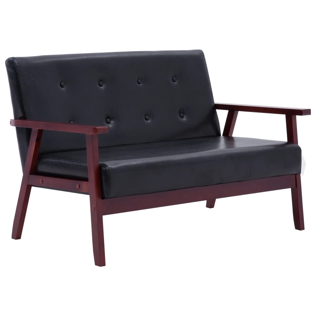 Helloshop26 - 2-Sitzer-Sofa für Wohnzimmer Lounge Wohnbereich schwarzes Kunstleder 02_0018899